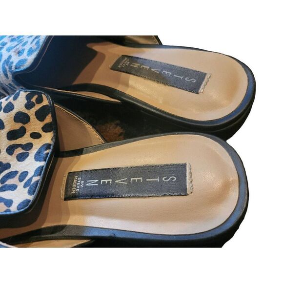 Steve Madden Mules Women's 6.5 Tan Leopard Print Calf Hair Slip On Flats - Picture 4 of 4